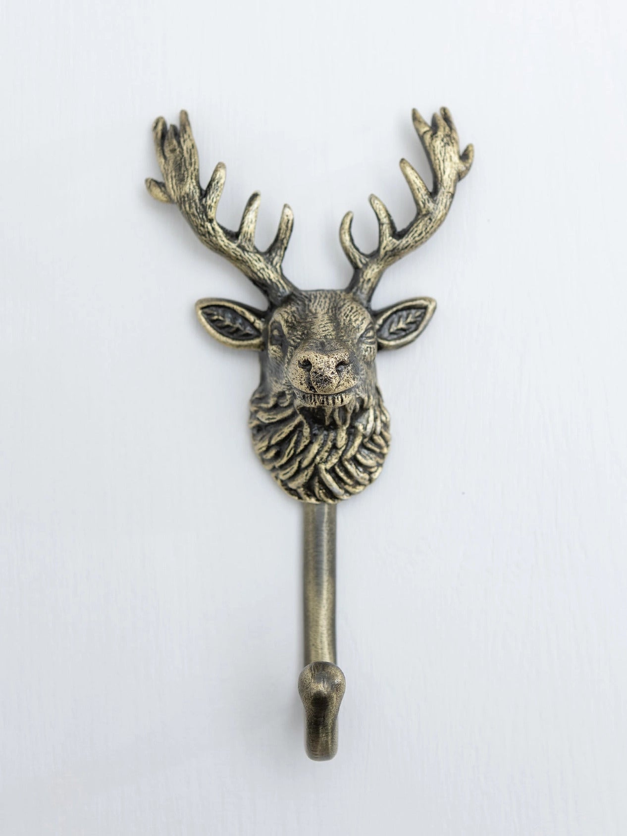 Highland Stag Hook | Antique Brass Finish