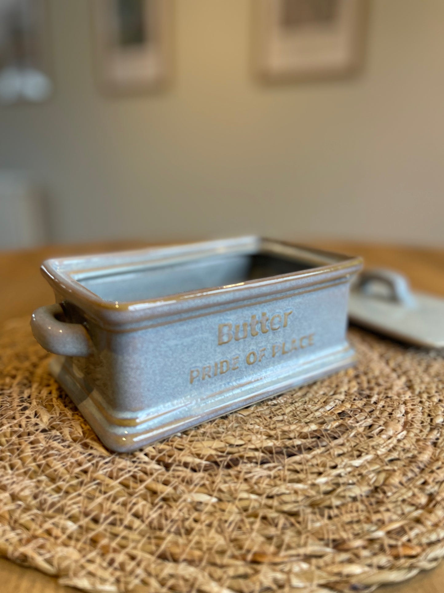 Ceramic Farm House Butter Dish With Lid | Blue