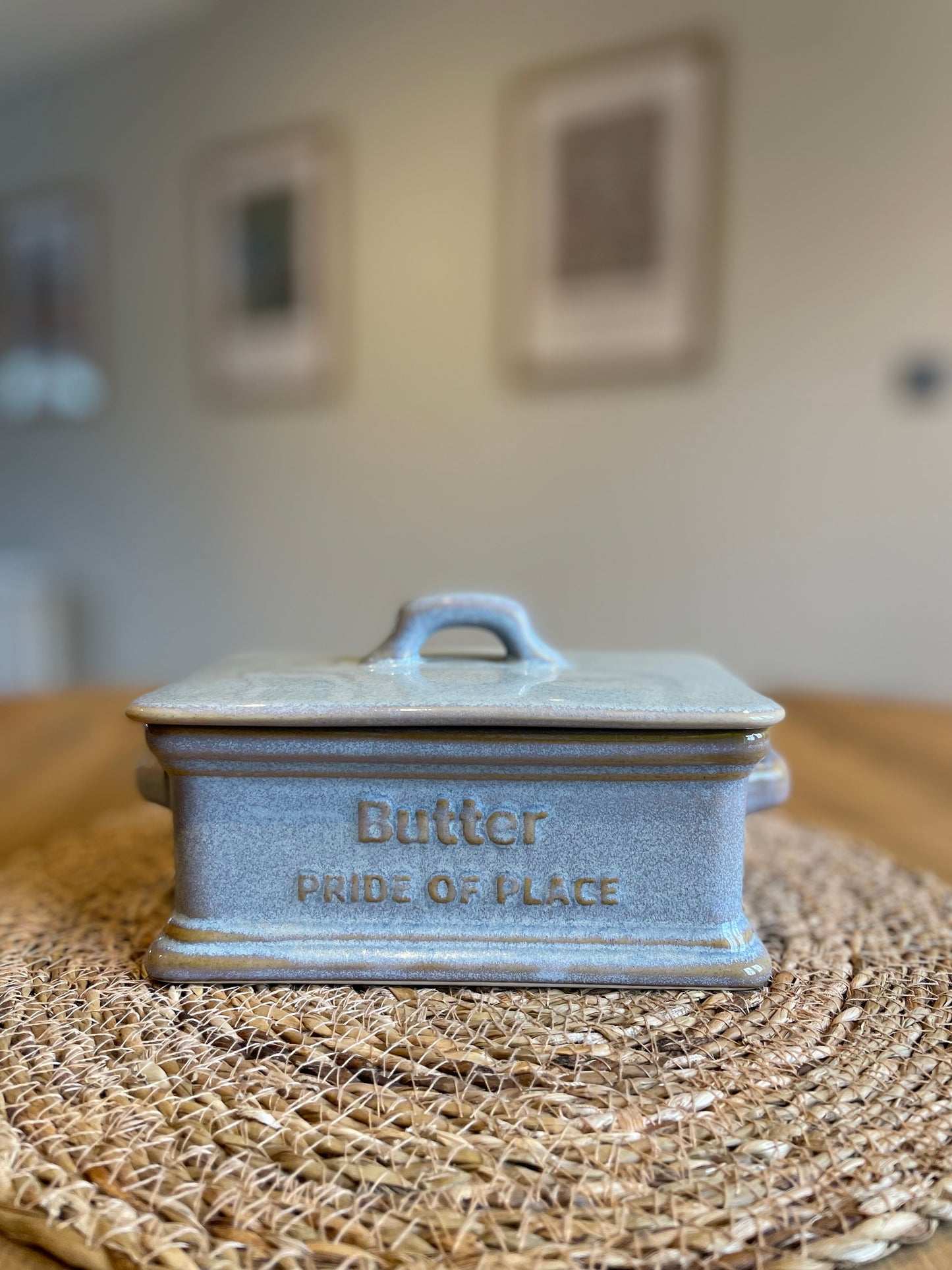 Ceramic Farm House Butter Dish With Lid | Blue