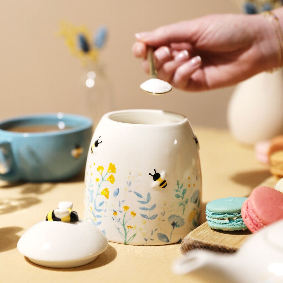 Ceramic Storage Jar | Floral Bee Design