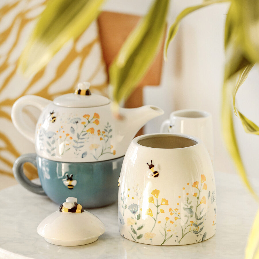 Ceramic Storage Jar | Floral Bee Design