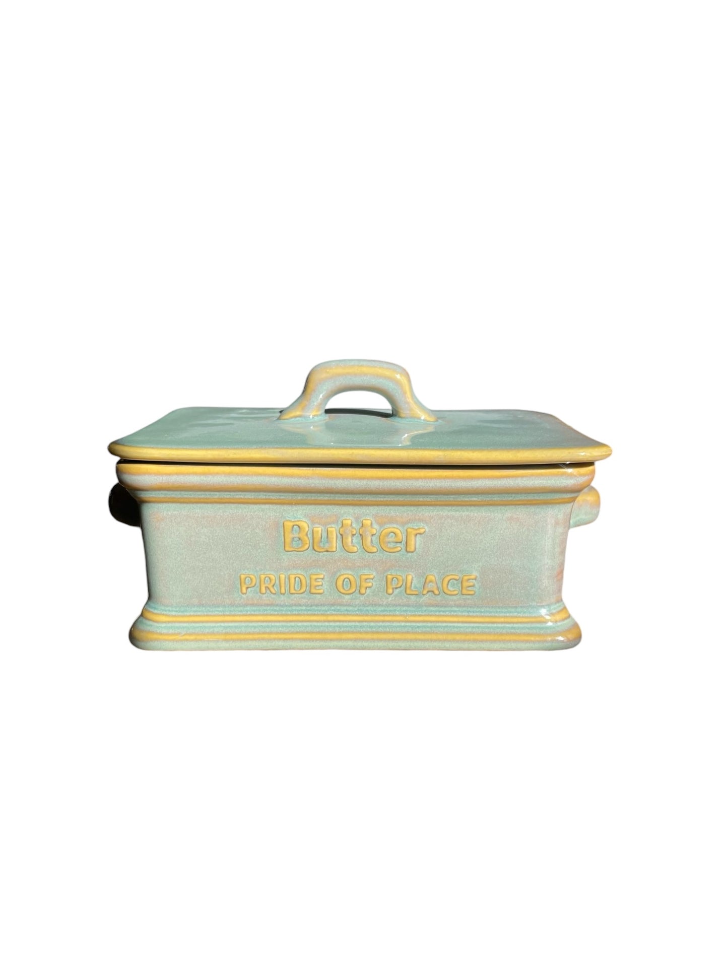 Ceramic Farm House Butter Dish With Lid | Green