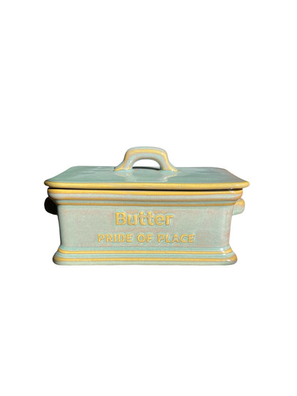 Ceramic Farm House Butter Dish With Lid | Green