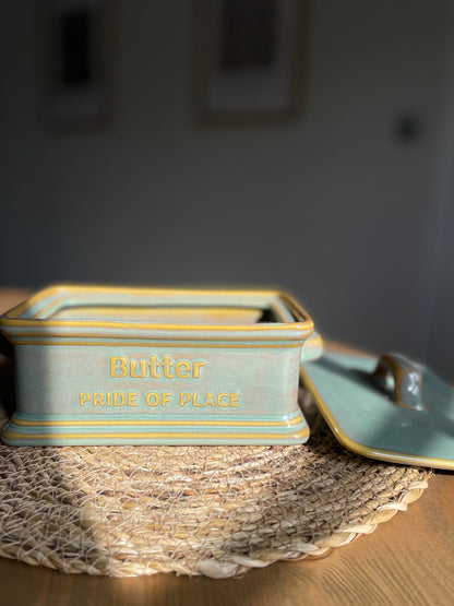 Ceramic Farm House Butter Dish With Lid | Green