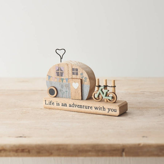 Life is an Adventure Wooden Caravan