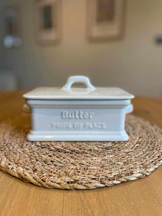 Ceramic Farm House Butter Dish With Lid | Cream