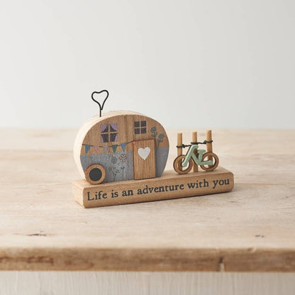 Life is an Adventure Wooden Caravan