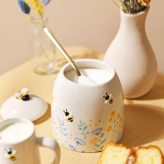 Ceramic Storage Jar | Floral Bee Design