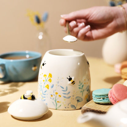 Ceramic Storage Jar | Floral Bee Design