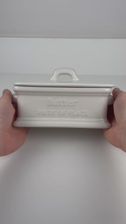 Ceramic Farm House Butter Dish With Lid | Cream